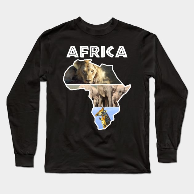 Africa Wildlife Continent Collage Long Sleeve T-Shirt by PathblazerStudios